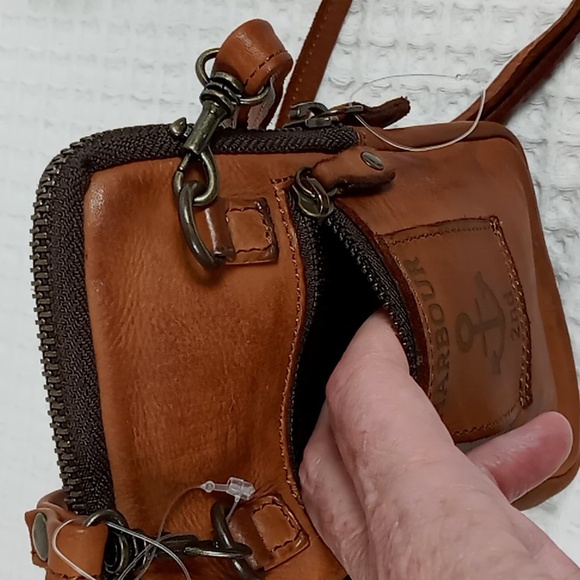 Harbour 2nd Brown/Cognac Leather Crossbody Mini Bag/Cell w/Adjustable Strap NWOT - Picture 6 of 13